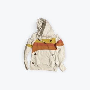 Wanakome Cream and Orange Striped Kids Hoodie